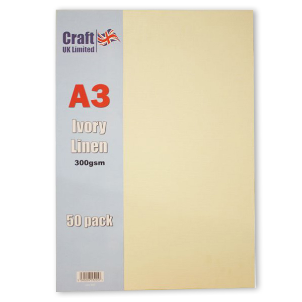 A3 Ivory Linen Card 50 sheets