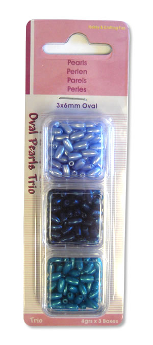 Oval Pearls Trio Pack - Baby Blue / Dark Blue / Turquoise