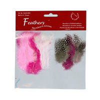 Feathers, Marabou & Guinea Fowl, Assorted Mix, Girl, 6 x 3 pcs, 18 pcs/ headerbag