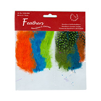 Feathers, Marabou & Guinea Fowl, Assorted Mix, Neon, 6 x 3 pcs, 18 pcs/ headerbag