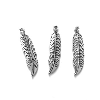 Metal Charms Feathers Platinum (3pcs)