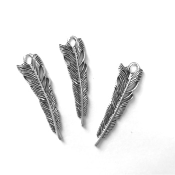 Metal Charms Feathers Platinum (3pcs)