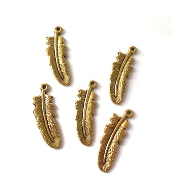 Metal Charms Feathers Gold (5pcs)