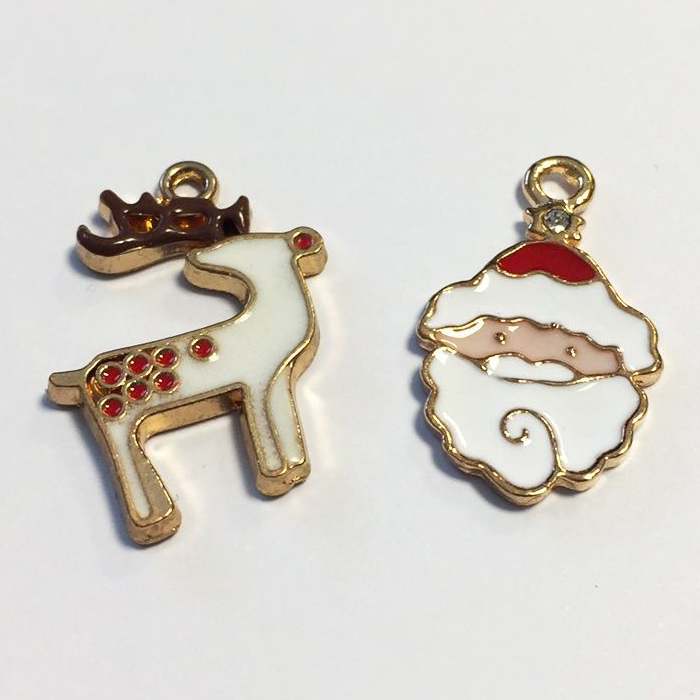 Christmas Charms - Reindeer & Santa Head 2 pcs