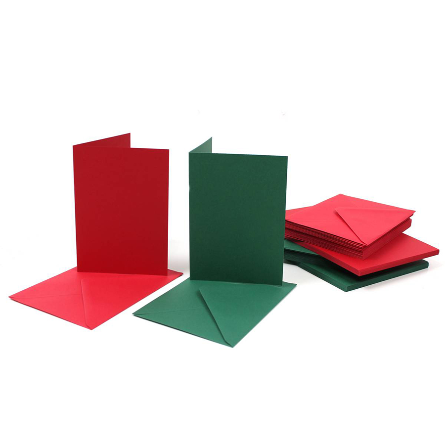 40 Cards and Envelopes Red & Green C6