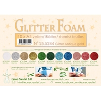 Leane Creatief Glitter Foam Sheets - Glitter Antique Gold x10