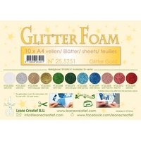 Leane Creatief Glitter Foam Sheets - Glitter Gold x10