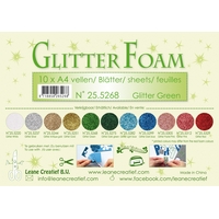 Leane Creatief Glitter Foam Sheets - Glitter Green x10