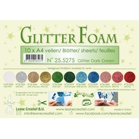 Leane Creatief Glitter Foam Sheets - Glitter Dark Green x10