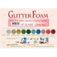 Leane Creatief Glitter Foam Sheets - Glitter Red x10