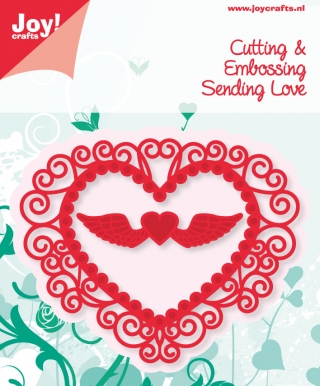 50% OFF  Joy Crafts Cutting & Embossing Stencil - Heart and Heart with Wings