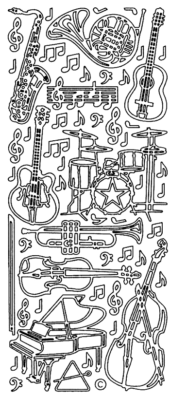 Starform Peel Off Outline Sticker - Musical Instruments