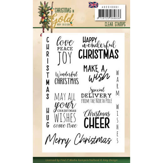 Amy Design Christmas in Gold Clear Stamp Text