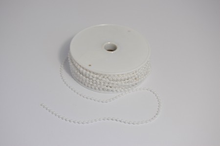 3mm x 25m Round Pearl Trim WHITE