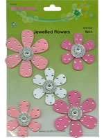 Crafts Too Jewelled Flowers - Pink / White (5pcs)