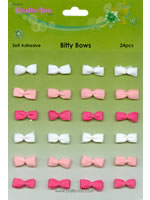 Crafts Too Self Adhesive Bitty Bows - Pink / White (24pcs)