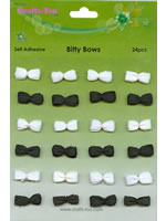 Crafts Too Self Adhesive Bitty Bows - Black / White (24pcs)