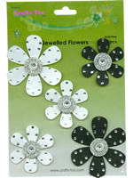 Crafts Too Jewelled Flowers - Black / White (5pcs)