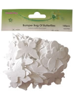 Crafts Too Bumper Bag of Butterflies - White (100pcs)