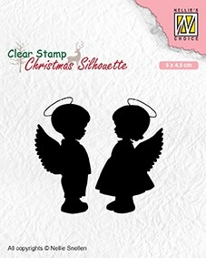 Nellie Snellen Clear Stamp Christmas Silhouette - Angelboy and Girl