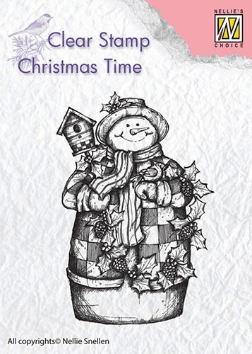 Nellie Snellen Clear Stamp Christmas Time - Snowman with Birdhouse