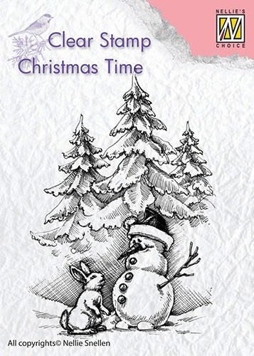 Nellie Snellen Clear Stamp Christmas Time - Snowman and Rabbit