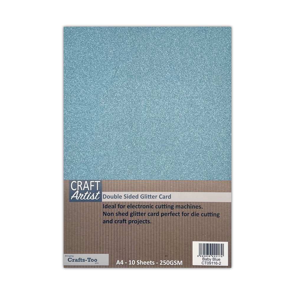 Craft Artist A4 Double Sided Glitter Card - Baby Blue