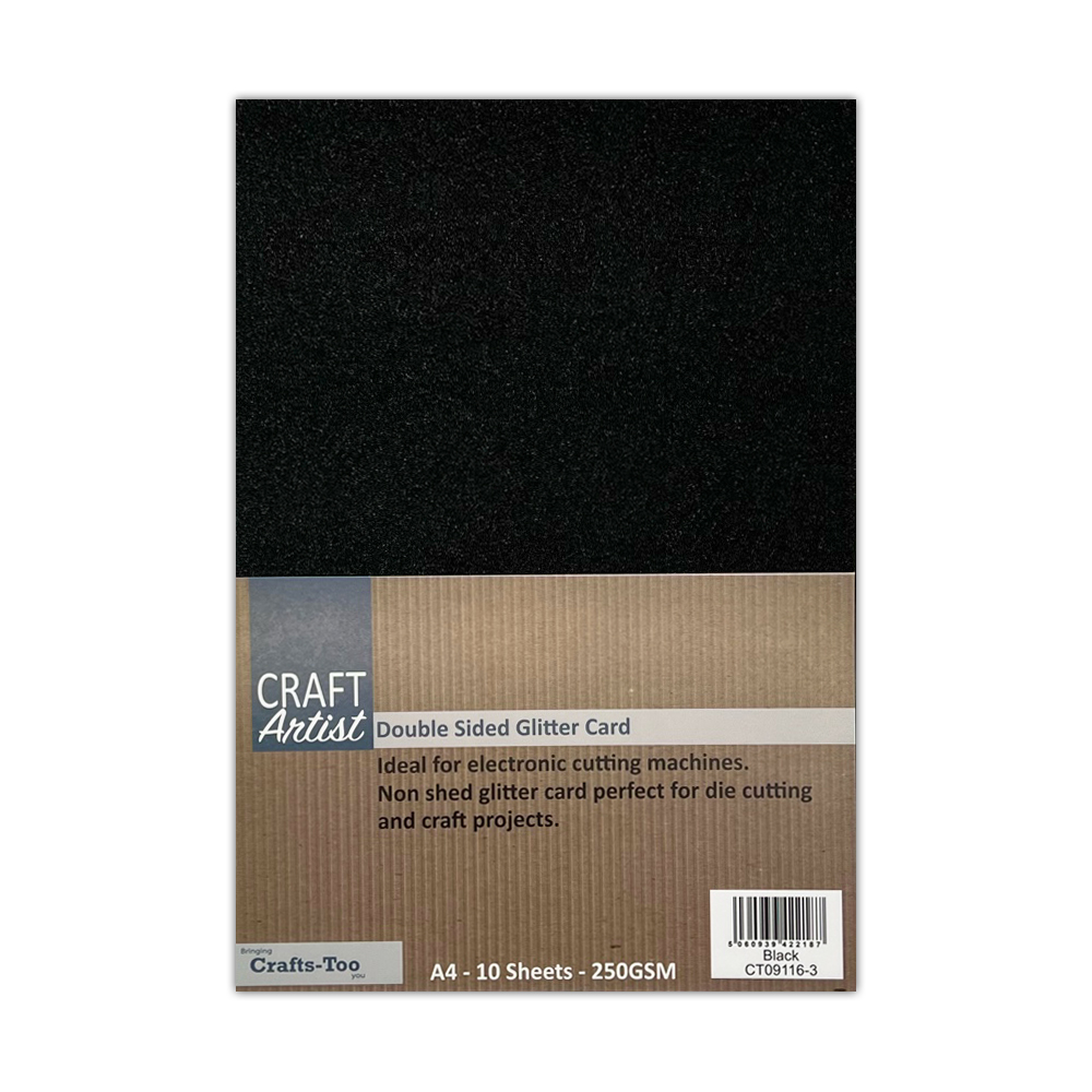 Craft Artist A4 Double Sided Glitter Card - Black