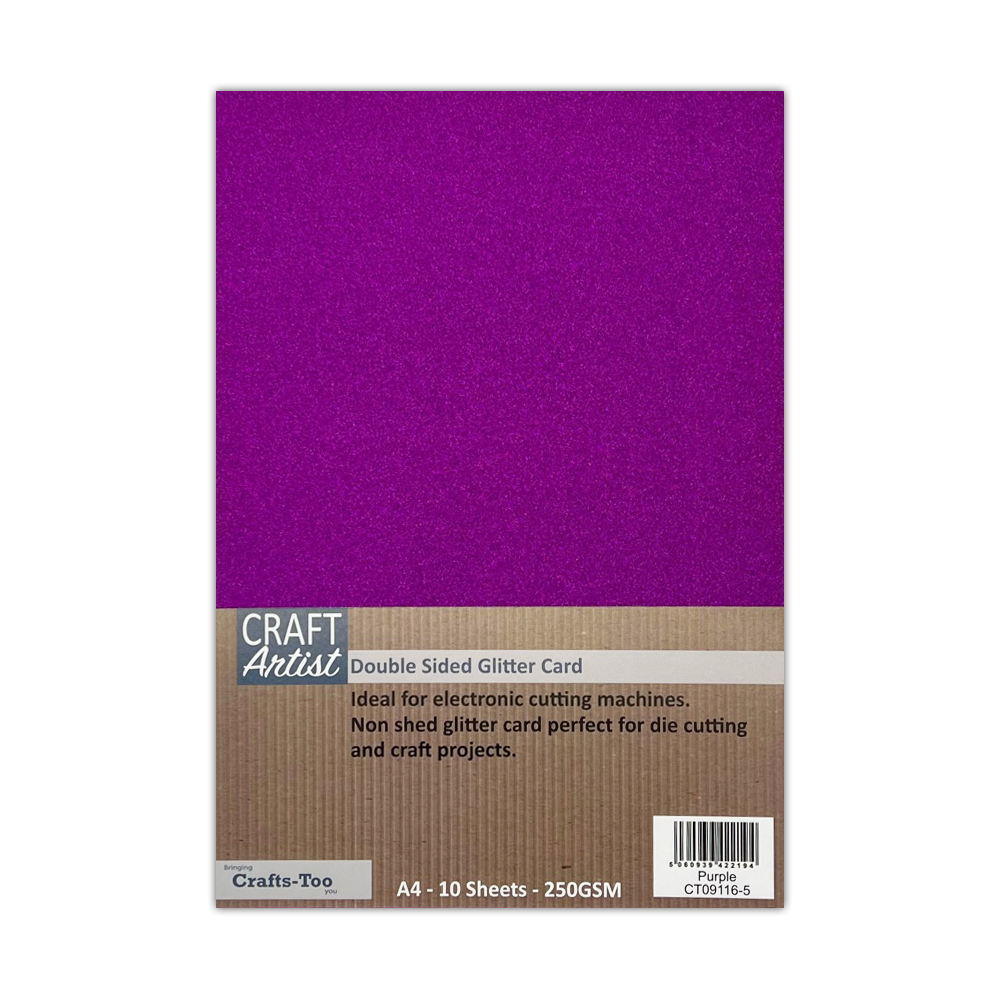 Craft Artist A4 Double Sided Glitter Card - Purple
