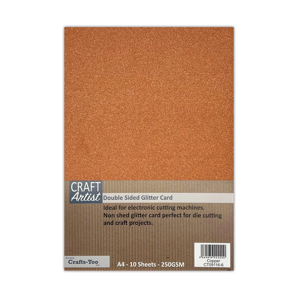 Craft Artist A4 Double Sided Glitter Card - Copper