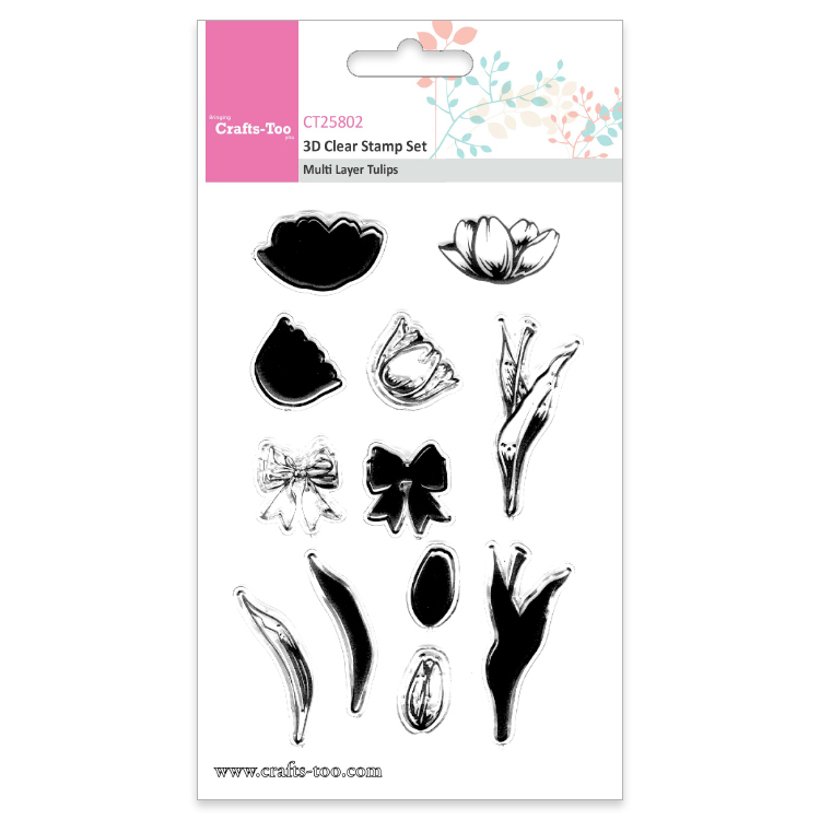 Crafts Too 3D Clear Stamp Set - Multi Layer Tulips (12pcs)