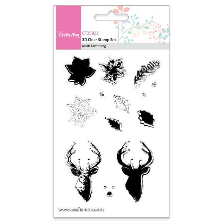 Crafts Too 3D Clear Stamp Set - Multi Layer Stag (13pcs)