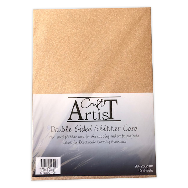 Craft Artist A4 Double Sided Glitter Card - Rose Gold