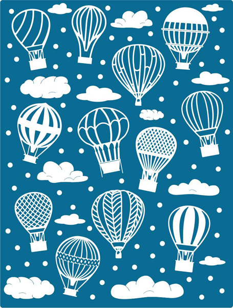 Cheery Lynn Designs Embossing Plate - Hot Air Balloons and Clouds