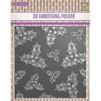 Nellie Snellen 3D Embossing Folder - Holly Leaves & Berries