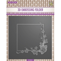 NEW Nellie Snellen 3D Embossing Folder Square Frame - Blossom