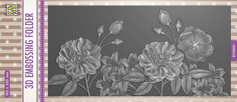 NEW Nellie Snellen 3D Embossing Folder Slimline - Wild Roses