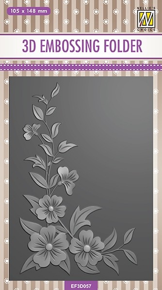 Nellie Snellen 3D Embossing Folder - Rectangle Flower Corner 2