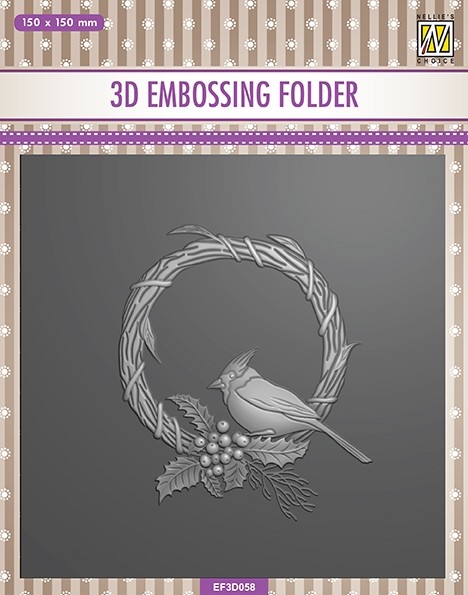 Nellie Snellen 3D Embossing Folder - Square Christmas Bird