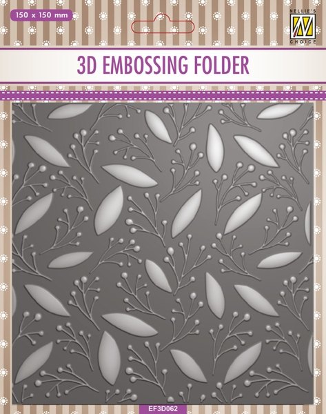 Nellie Snellen Background 3D Embossing Folder - Leaves & Berries