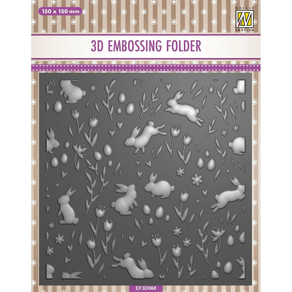 Nellie Snellen 3D Embossing Folder - Background Rabbits & Tulips