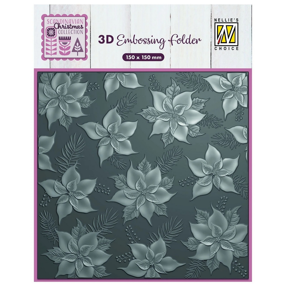 NEW Nellie Snellen 3D Embossing Folder - Poinsettia