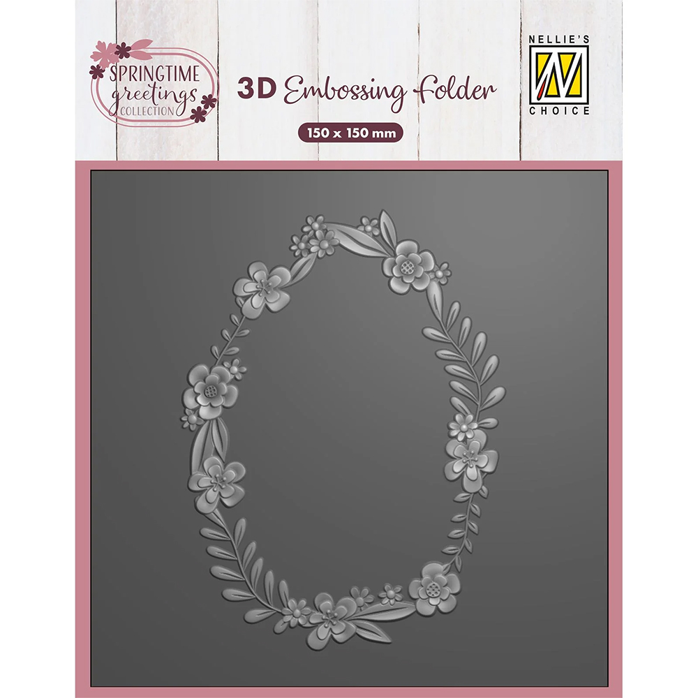 NEW Nellie Snellen 3D Embossing Folder - Eggshaped Flower Wreath