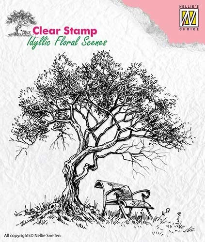 Nellie Snellen Clear Stamp Idyllic Floral Scenes - Tree with Bench