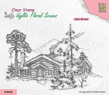 Nellie Snellen Clear Stamp Idyllic Floral Scenes - Wintery Scene with House and Trees