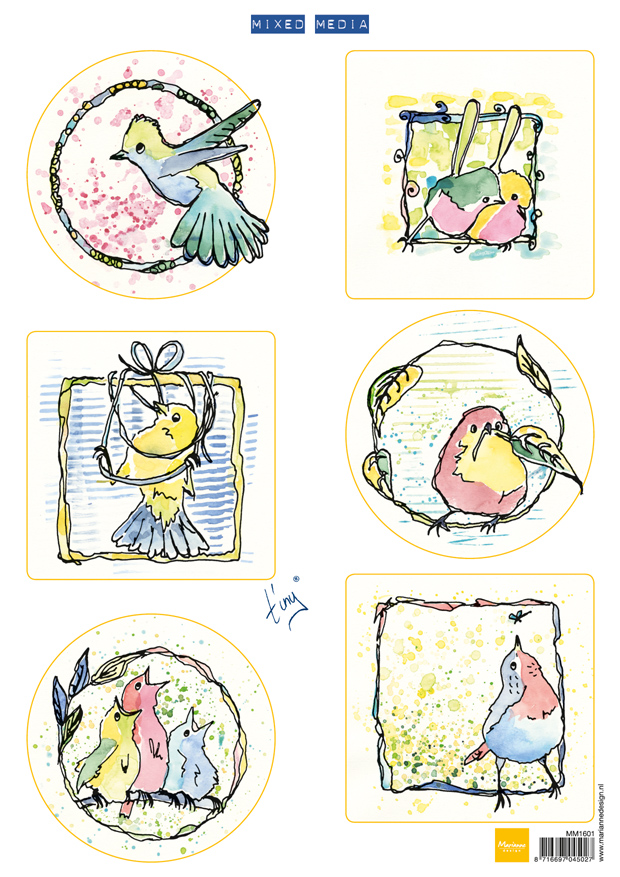 Marianne Design Decoupage Sheets - Colourful Birds x10