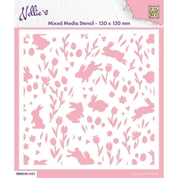  Nellie Snellen Stencil - Background Rabbits & Tulips