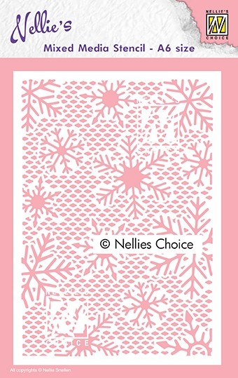 Nellie Snellen Mixed Media Stencil A6 - Small Snowflakes