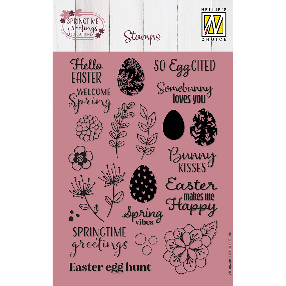 NEW Nellie Snellen Clear Stamp - Springtime Greetings (22pcs)