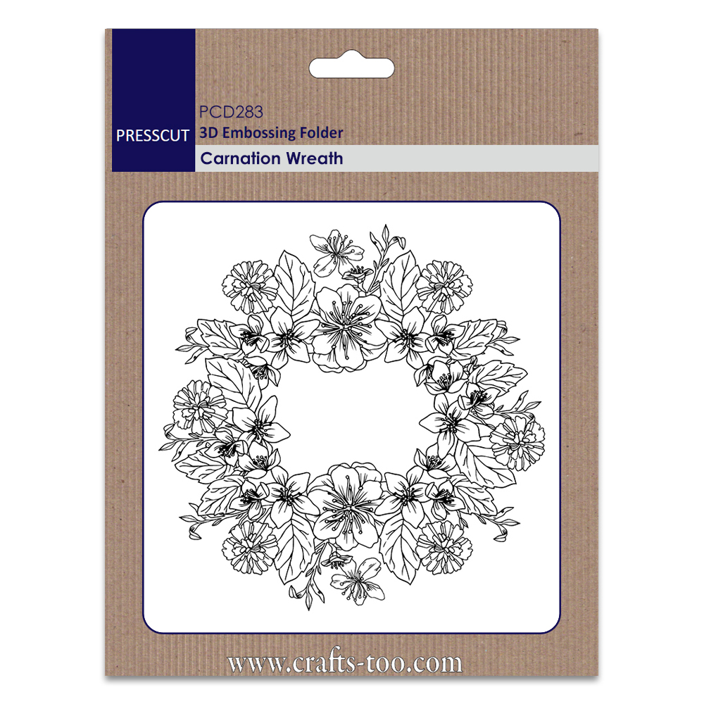 NEW Presscut 3D Embossing Folder - Carnation Wreath